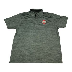 Ohio State Buckeyes Polo Shirt, Heather Gray, Short Sleeves, Men's Size Large